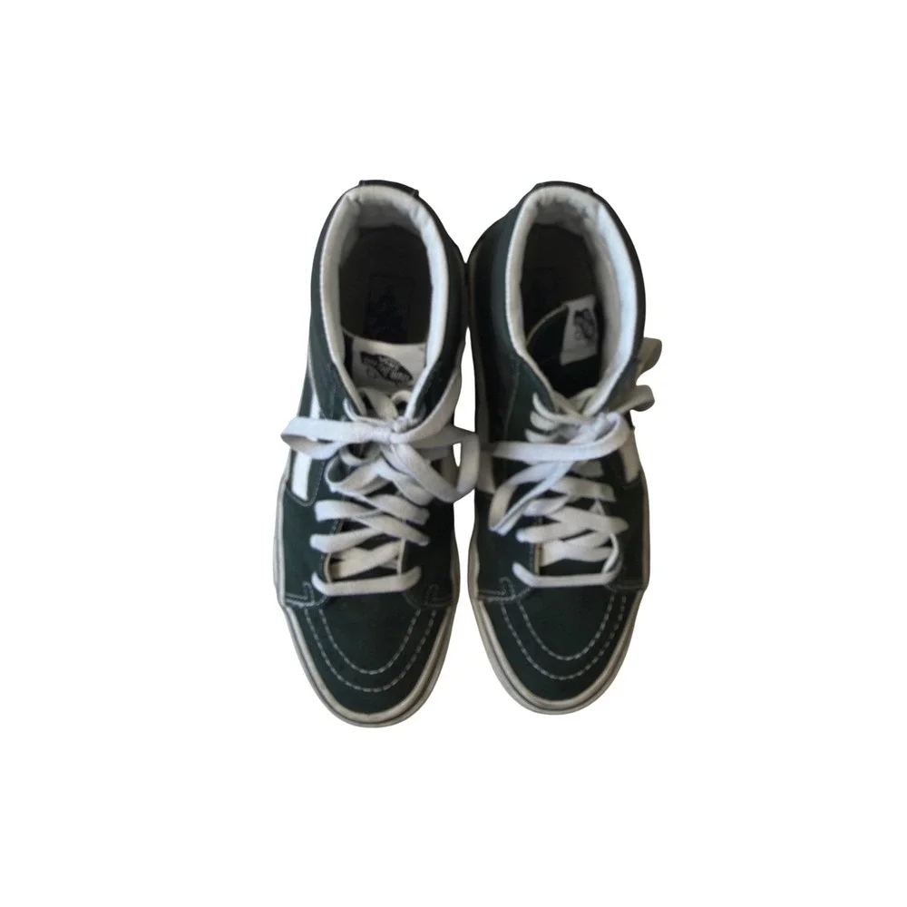 Vans Sk8-Hi High Top Sneakers Forest Green White Suede Canvas Skate‎ Shoes